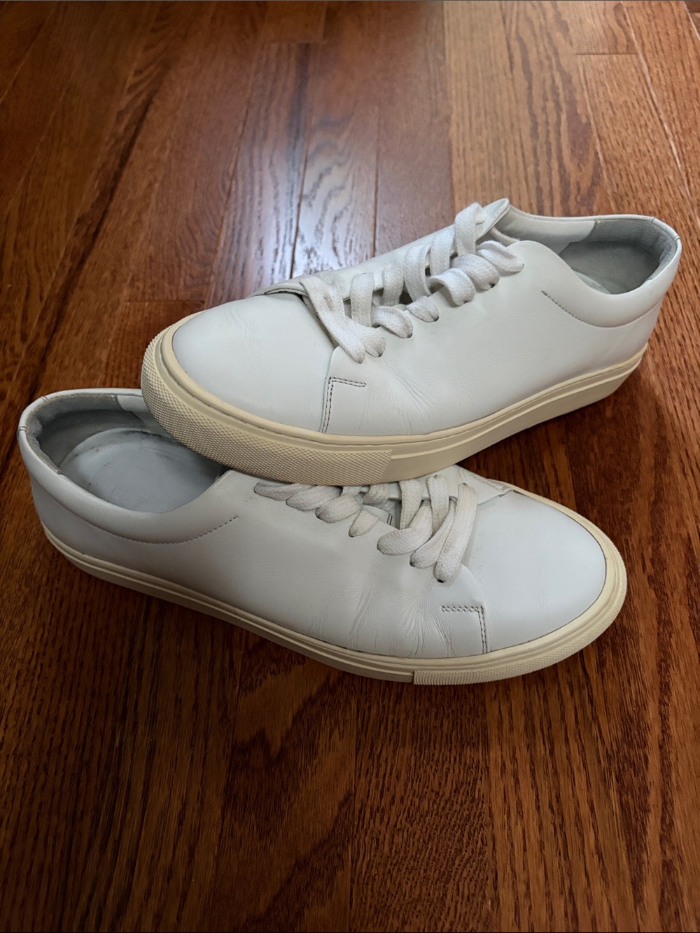Wolf & Shepherd - Men's Minimal White Leather Lace-Up Sneakers